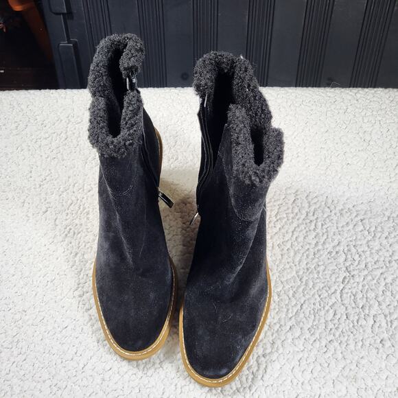 NEW Franco Sarto Women's Ulayna Suede Leather Wedge Ankle Boot Black size10 - Picture 3 of 7